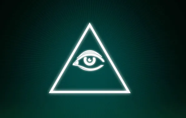 Глаз, треугольник, eye, triangle, иллюминаты, illuminati, темно-зеленый фон, dark green background