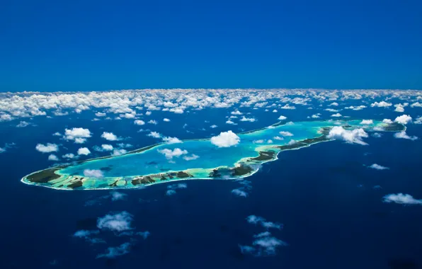 Картинка небо, облака, остров, Таити, tahiti