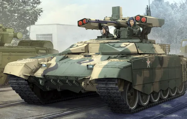 Картинка Уралвагонзавод, БМОП, БМПТ-72, выполненная на базе шасси танка Т-72, Терминатор-2, боевая машина огневой поддержки
