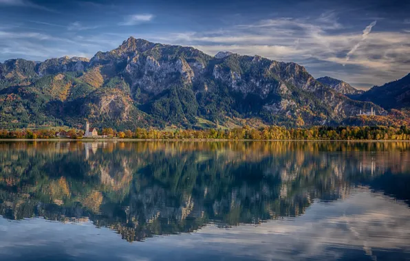 Горы, отражение, Германия, Бавария, Альпы, Germany, Bavaria, Alps