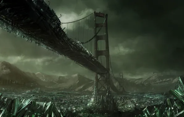 Картинка мост, кристалы, Command & Conquer, Тибериум