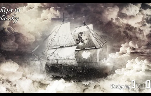 Небо, корабль, sky, the, photoshop, ships, denisoff