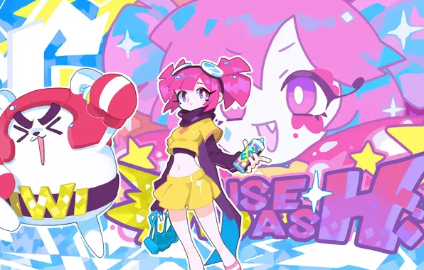 Граффити, игра, девочка, зверёк, Muse Dash