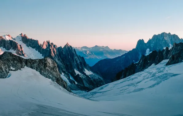 Картинка горы, скалы, вершины, простор, mountains, rocks, snow, peaks