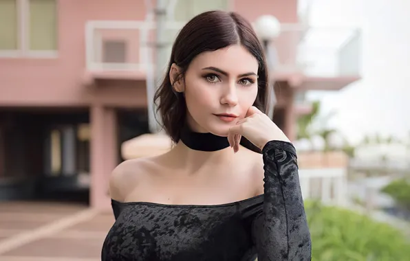 Картинка взгляд, девушка, поза, модель, красивая, боке, Emily Aurelia