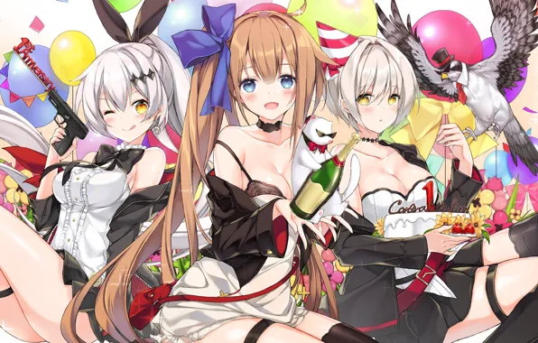Птица, Пистолет, Трио, Торт, Girls Frontline, Девушки фронта