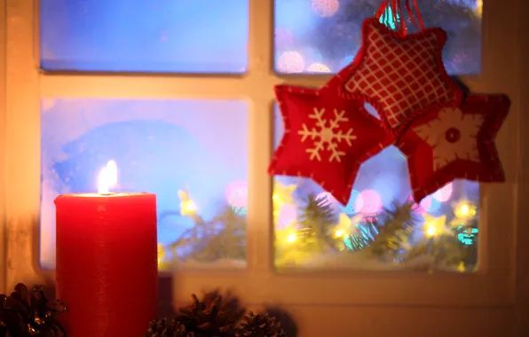 Зима, снег, Новый Год, Рождество, light, Christmas, window, Xmas
