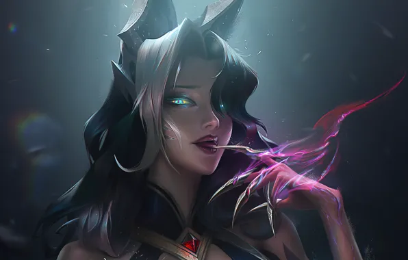 Картинка Art, League of Legends, Skin, LoL, Ahri, Face, Ari, Coven