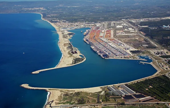 Картинка sea, Italy, port, bay, container, mediterranean, Calabria, Gioia Tauro