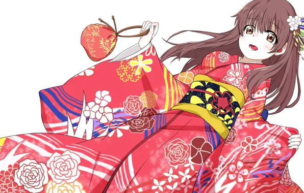 Девушка, арт, сумочка, юката, заколка, Форма голоса, Koe No Katachi, Форма Голоса