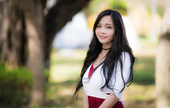 Девушка, азиатка, милашка, боке