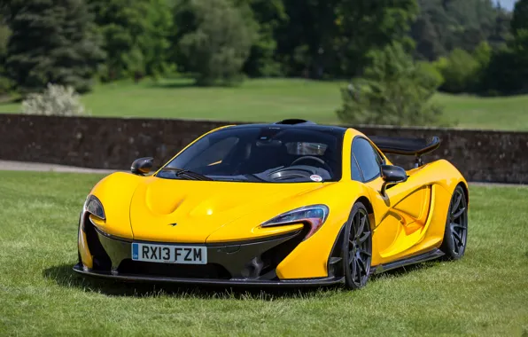 Картинка Yellow, Mclaren, lawn