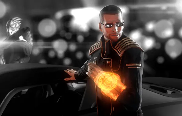 Авто, очки, shepard, Mass Effect, turian, Omni-tool