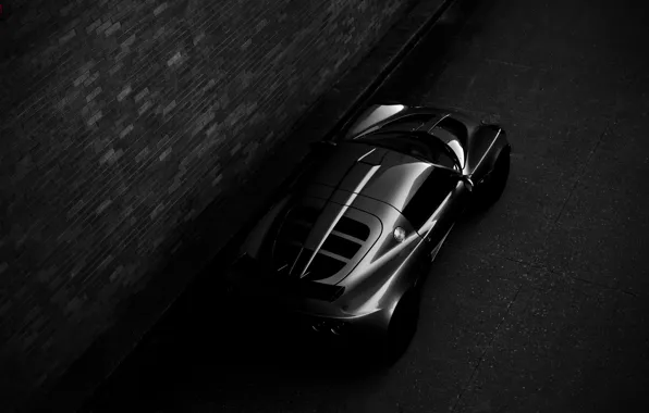 Картинка ночь, Lotus, спорткар, Exige, Lotus Exige, чёрно - белое фото