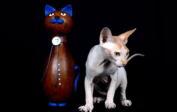 Картинка кошка, фон, статуэтка