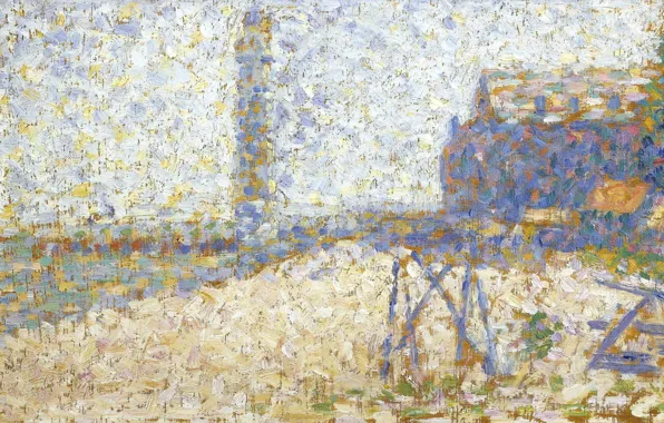 Картина, пуантилизм, Жорж Сёра, Georges Seurat, Хоспис и Маяк Онфлёра