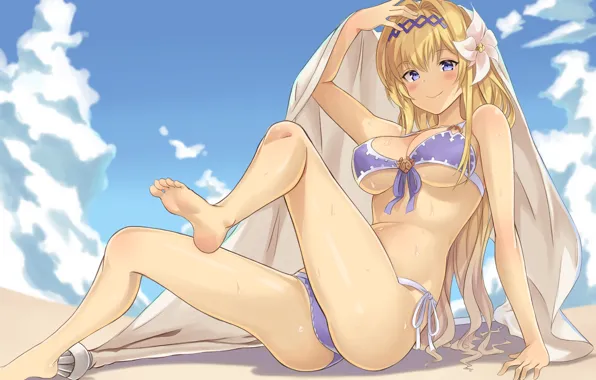 Пляж, Девушка, Бикини, Granblue Fantasy
