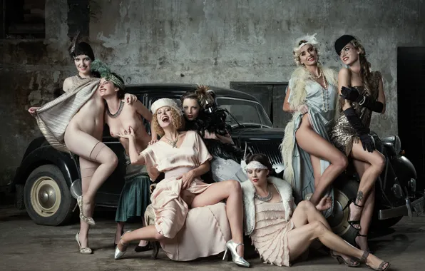 Авто, стиль, девушки, смех, голые, Michael Schnabl, Roaring Twenties