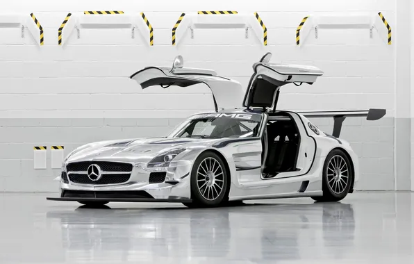 Картинка Mercedes-Benz, AMG, SLS, GT3, Chrome