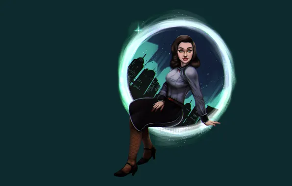 Девушка, ретро, темный фон, биошок, Элизабет, BioShock Infinite: Burial at Sea