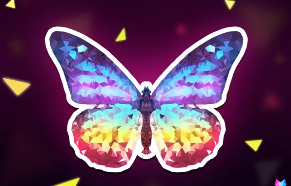 Линии, бабочка, треугольники, угол, геометрия, Butterfly, Crystallized, by Asterii