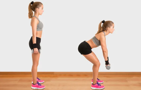 Woman, fitness, technique, dead weight exercise for glutes