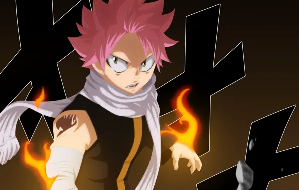 Огонь, парень, Fairy Tail, Natsu Dragneel, Нацу Драгнил