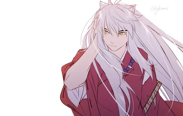 Фон, арт, парень, ушки, Inuyasha, Инуяша