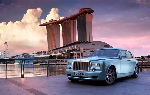 Картинка пейзаж, город, Rolls-Royce, Сингапур, лимузин