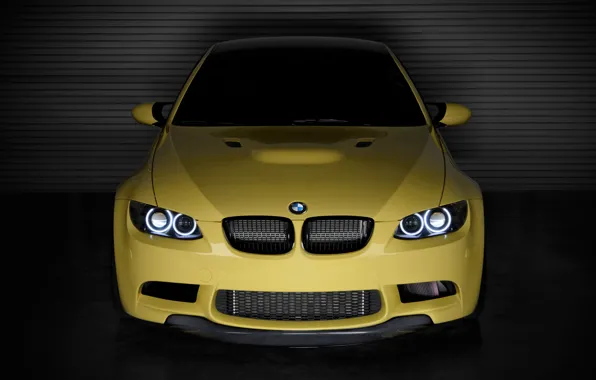 BMW, Yellow, E92, M3, Front of