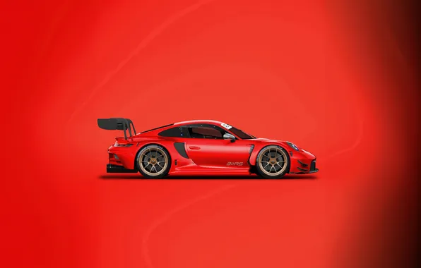 Sportcar, Porsche 911, red background, Porsche 911 gt3r