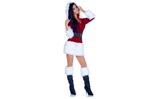 Girl, Christmas, dress, legs, woman, brunette, Sexy Santa