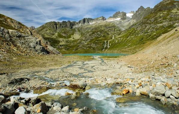 Картинка фото, Природа, Горы, Озеро, Швейцария, Камни, Stein glacier
