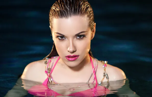 Взгляд, вода, девушка, лицо, модель, playboy, бассейн, Elizabeth Marxs