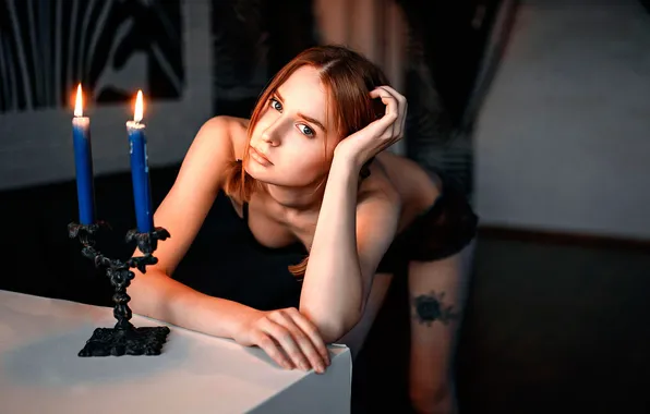 Грудь, свечи, тату, ножки, Настя, Дмитрий Перерва, Настя Польна