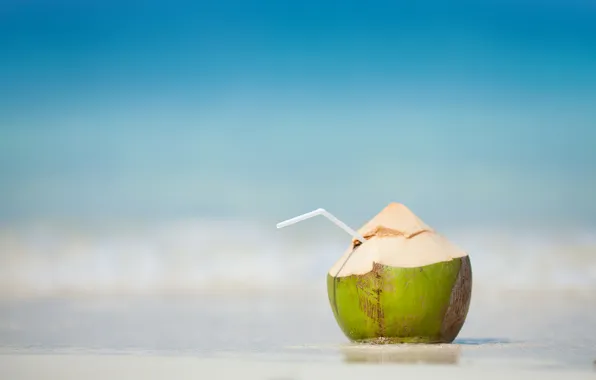 Beach, sea, coast, asia, fruit, drink, coconut, tropical