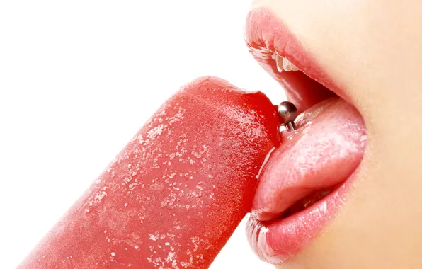 Lips, ice cream, tongue