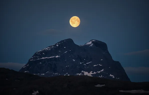 Горы, ночь, луна