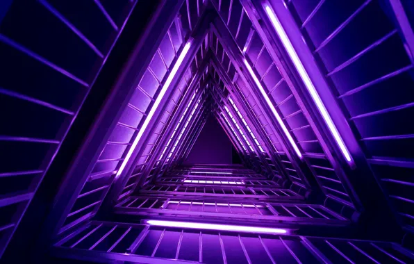 Картинка фиолетовый, неон, лестница, light, neon, purple, ladder
