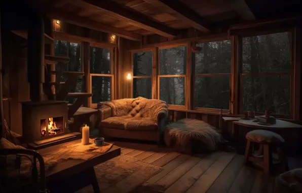 Fire, trees, wood