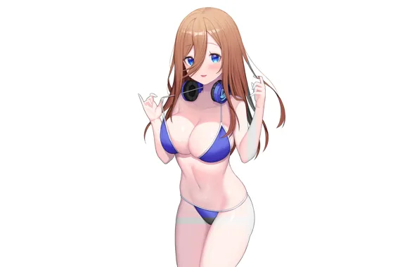 Girl, sexy, cleavage, long hair, brown hair, boobs, anime, blue eyes
