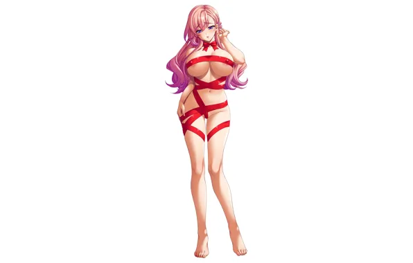Girl, sexy, pink hair, erect nipples, long hair, legs, boobs, anime
