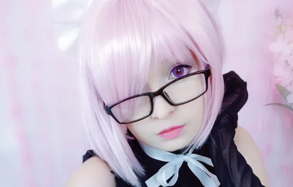 Girl, pink hair, long hair, beautiful, purple eyes, model, pretty, face