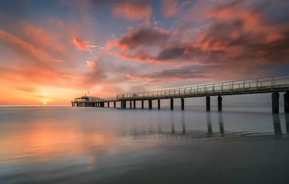 Картинка ocean, sunset, cloud, wave, pier