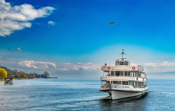 Озеро, Германия, Bodensee, Речные суда