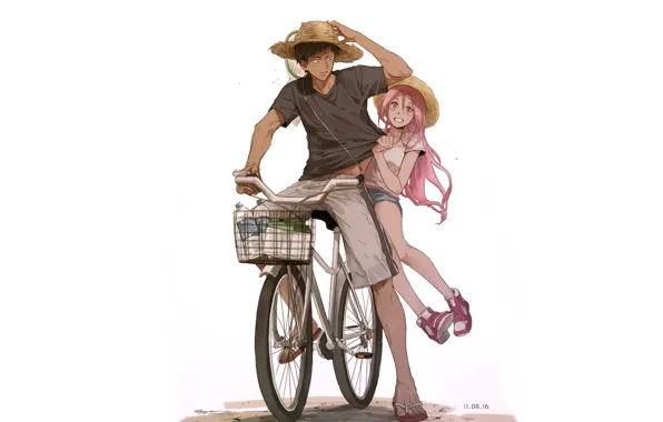 Девушка, велосипед, парень, Баскетбол Куроко, Kuroko no Baske, Аомине Дайки, Момой