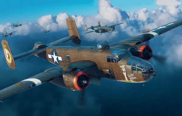 США, бомбардировщик, US Airforce, Piotr Forkasiewicz, B-25J-11-NC Mitchell