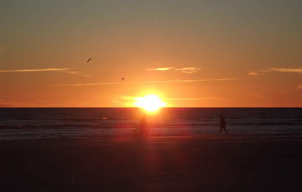 Закат, Пляж, Лето, Люди, Beach, Sunset