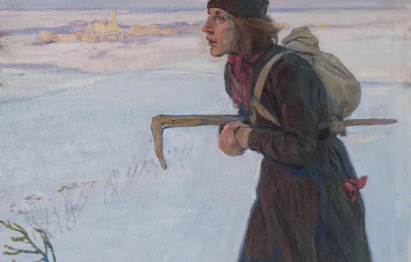 Картинка зима, 1919, Aleksei Mikhailovich Korin, THE MONK