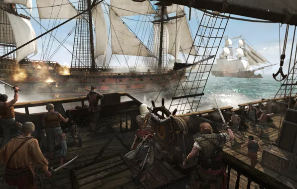 Картинка пираты, убийца, ассасин, Assassin's Creed IV: Black Flag, Кредо Убийцы 4: Черный Флаг
